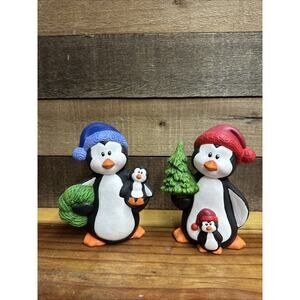 Vintage Handpainted Ceramic Penquins Set Of 2